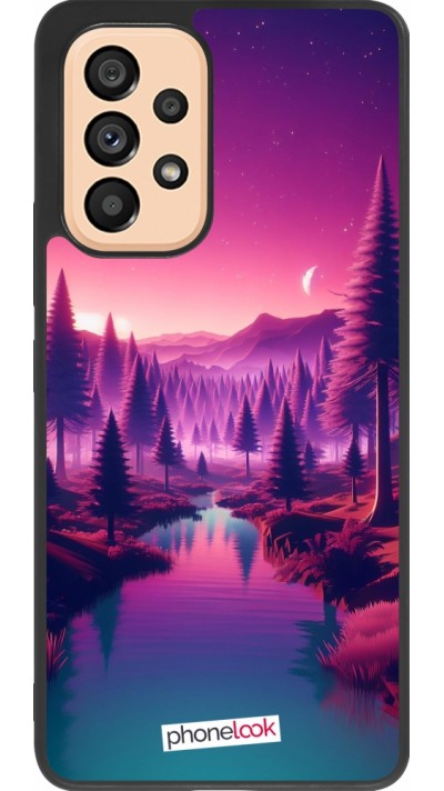 Samsung Galaxy A53 5G Case Hülle - Silikon schwarz Lila-rosa Landschaft