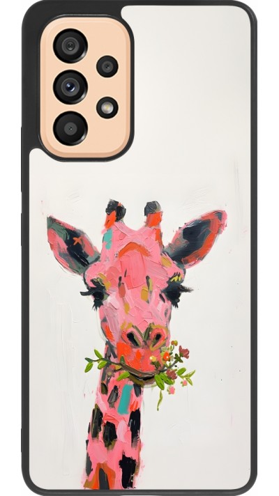 Samsung Galaxy A53 5G Case Hülle - Silikon schwarz Pink Girafe Paint