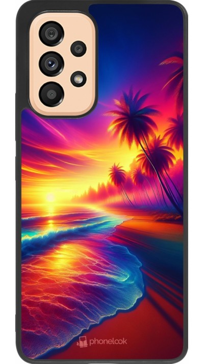 Samsung Galaxy A53 5G Case Hülle - Silikon schwarz Strand Sonnenuntergang auffällig