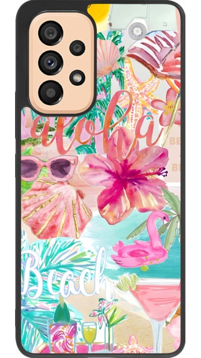 Samsung Galaxy A53 5G Case Hülle - Silikon schwarz Preppy Collage Aloha