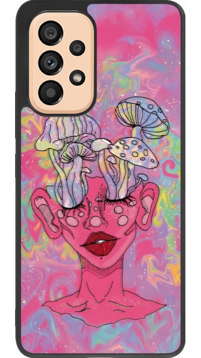 Samsung Galaxy A53 5G Case Hülle - Silikon schwarz Psychedelic pink mushroom