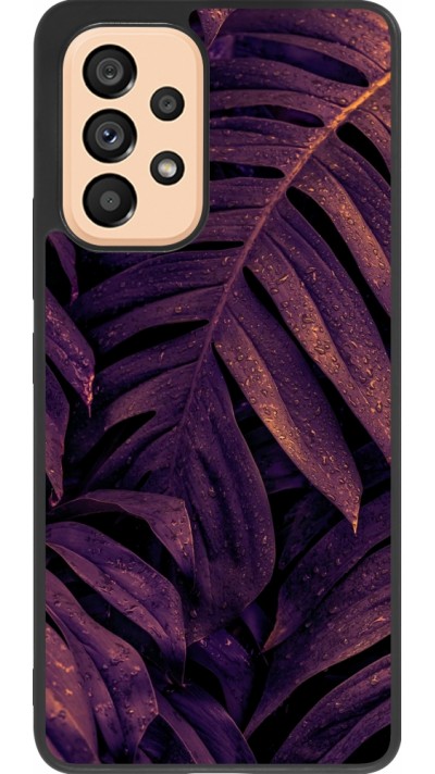 Samsung Galaxy A53 5G Case Hülle - Silikon schwarz Purple Light Leaves