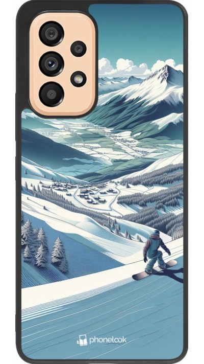 Samsung Galaxy A53 5G Case Hülle - Silikon schwarz Snowboarder Berg