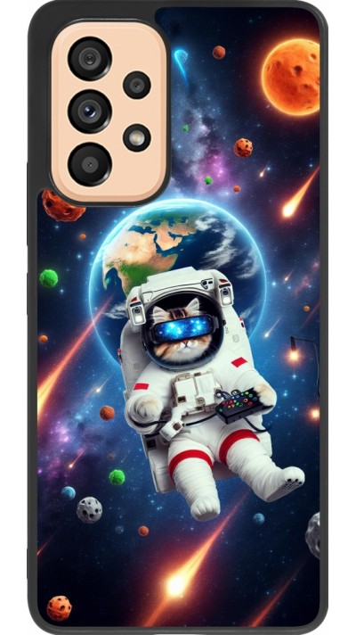 Samsung Galaxy A53 5G Case Hülle - Silikon schwarz VR SpaceCat Odyssee