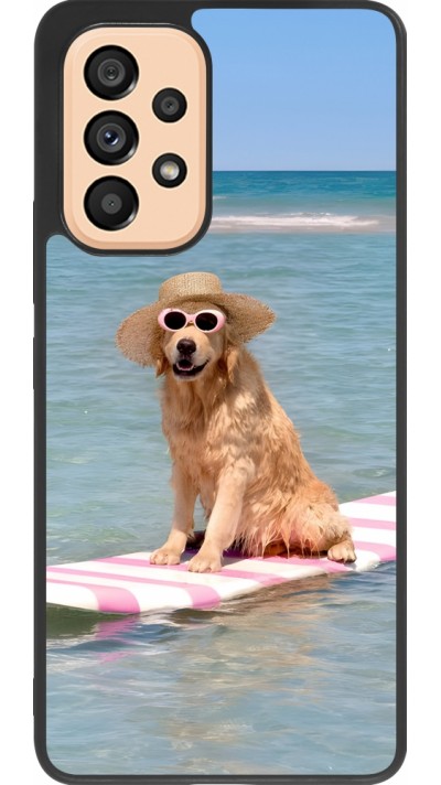 Samsung Galaxy A53 5G Case Hülle - Silikon schwarz Summer Dog on Paddle