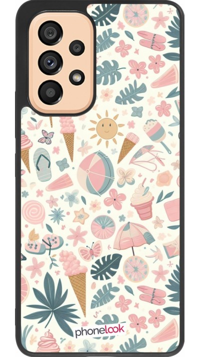 Samsung Galaxy A53 5G Case Hülle - Silikon schwarz Sommer Pink Muster