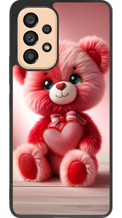 Samsung Galaxy A53 5G Case Hülle - Silikon schwarz Valentin 2024 Rosaroter Teddybär
