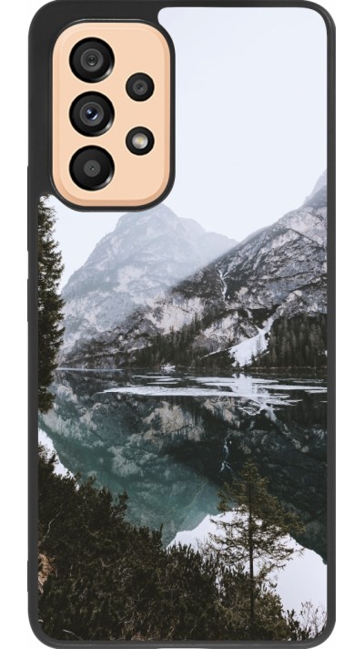 Samsung Galaxy A53 5G Case Hülle - Silikon schwarz Winter 22 snowy mountain and lake