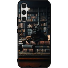 Samsung Galaxy A54 Case Hülle - Silikon schwarz Katze Bücher dunkel