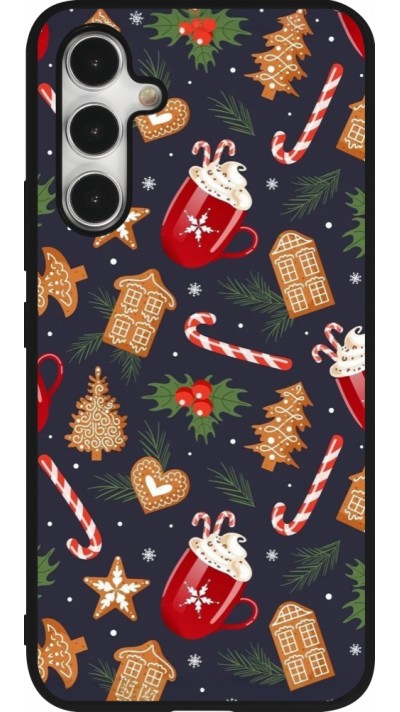 Samsung Galaxy A54 Case Hülle - Silikon schwarz Christmas 25 Pattern Gingerbread House