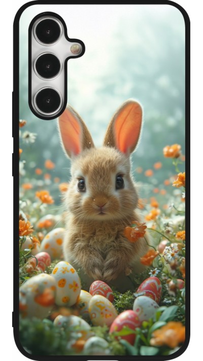 Samsung Galaxy A54 Case Hülle - Silikon schwarz Easter 2026 Rabbit in the garden