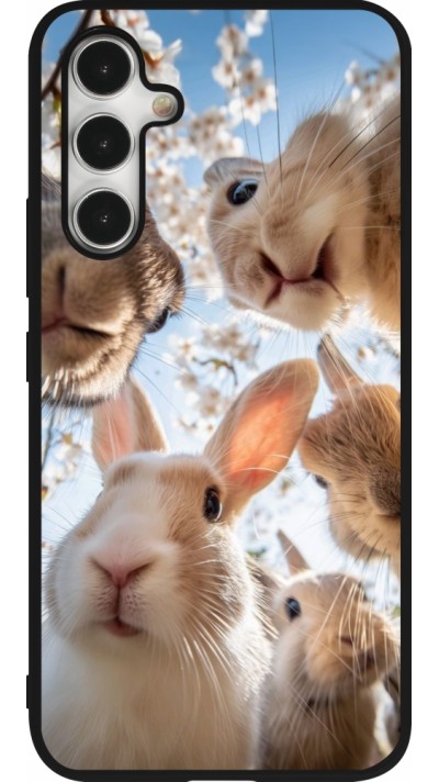 Samsung Galaxy A54 Case Hülle - Silikon schwarz Easter 2026 Rabbits
