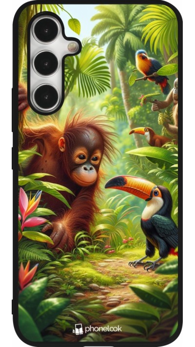Samsung Galaxy A54 Case Hülle - Silikon schwarz Tropischer Dschungel Tayrona