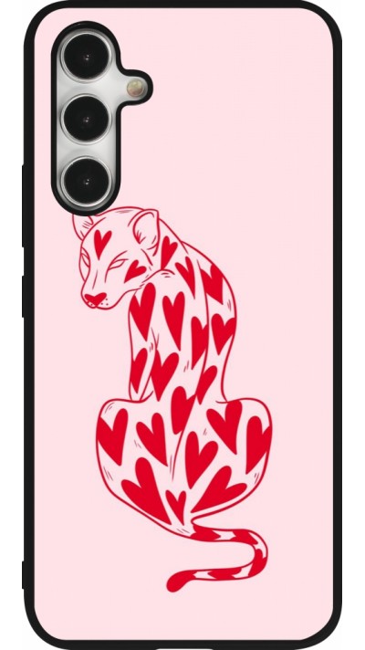Samsung Galaxy A54 Case Hülle - Silikon schwarz Leopard with hearts 2026