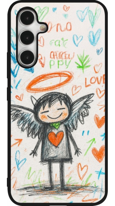 Coque Samsung Galaxy A54 5G - Silicone rigide noir Little Angel Sketch Love