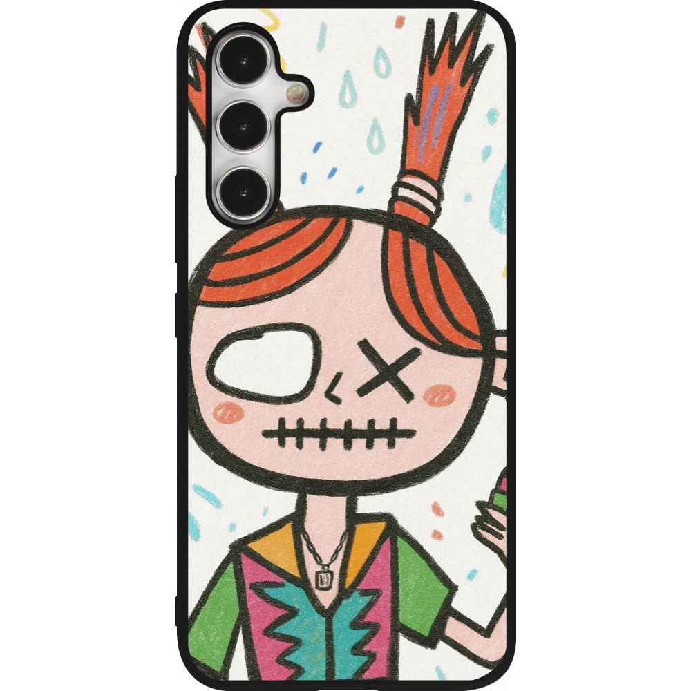 Samsung Galaxy A54 Case Hülle - Silikon schwarz Little Girl Sketch