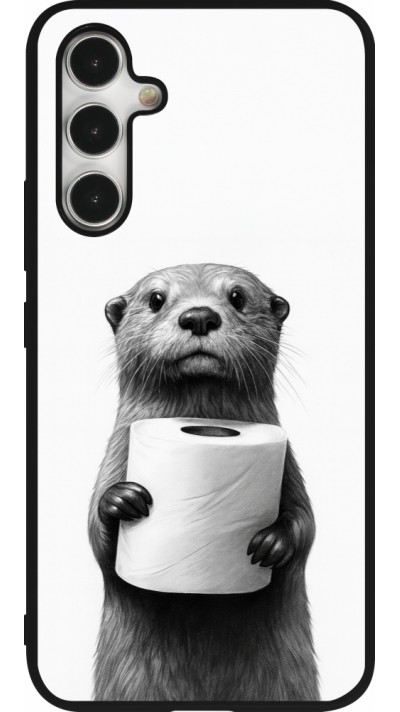 Coque Samsung Galaxy A54 5G - Silicone rigide noir Loutre papier de toilette
