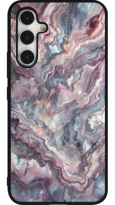 Samsung Galaxy A54 Case Hülle - Silikon schwarz Violetter silberner Marmor