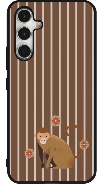 Samsung Galaxy A54 Case Hülle - Silikon schwarz Monkey with stripes