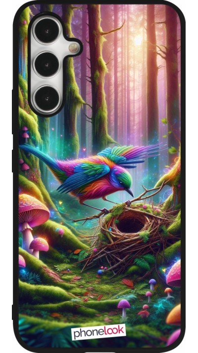 Samsung Galaxy A54 Case Hülle - Silikon schwarz Vogel Nest Wald