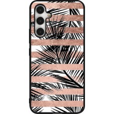 Samsung Galaxy A54 Case Hülle - Silikon schwarz Palm trees gold stripes