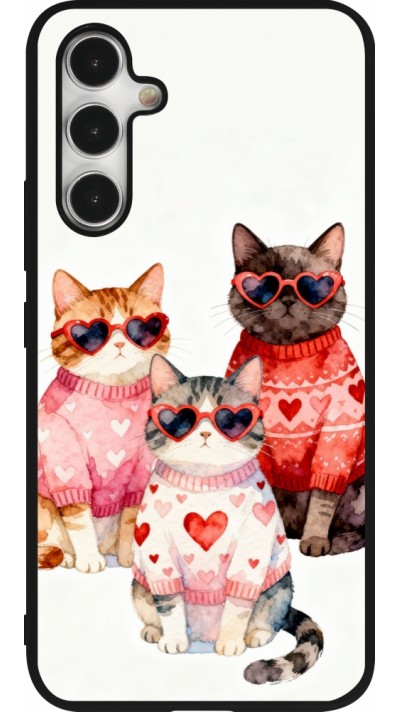 Samsung Galaxy A54 Case Hülle - Silikon schwarz Saint Valentines Day 26 Cat Love