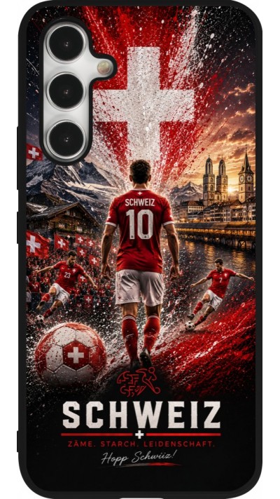 Samsung Galaxy A54 Case Hülle - Silikon schwarz Fussball Schweiz splash 2026