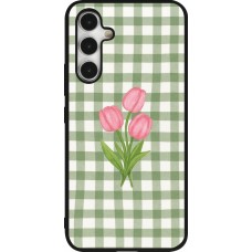 Samsung Galaxy A54 Case Hülle - Silikon schwarz Green vichy tulips Spring 2026
