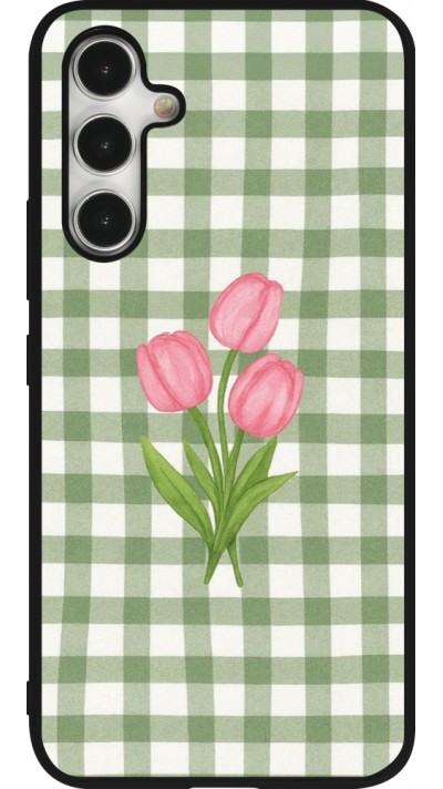 Samsung Galaxy A54 Case Hülle - Silikon schwarz Green vichy tulips Spring 2026