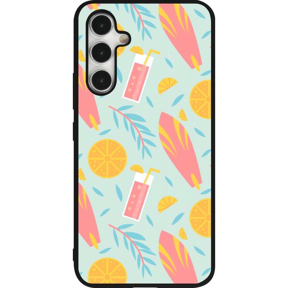 Samsung Galaxy A54 Case Hülle - Silikon schwarz Summer 2025 Pattern citron