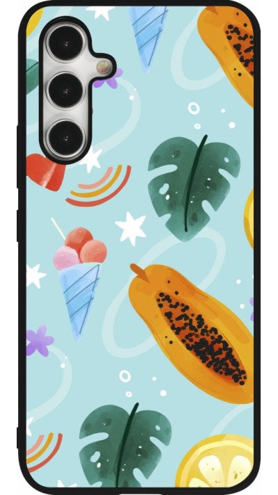 Samsung Galaxy A54 Case Hülle - Silikon schwarz Summer 2025 Pattern papaya