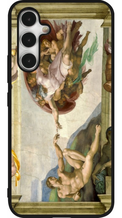 Samsung Galaxy A54 Case Hülle - Silikon schwarz Kunstbild - Die Erschaffung Adams - Michelangelo