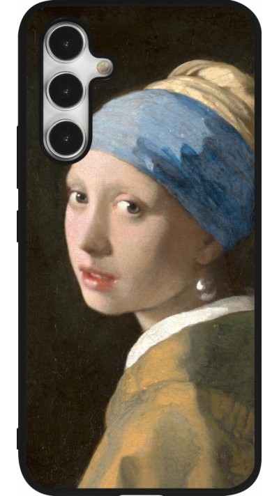 Samsung Galaxy A54 Case Hülle - Silikon schwarz Kunstbild - Das Mädchen mit dem Perlenohrring - Jan Vermeer