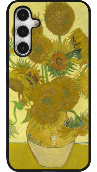 Samsung Galaxy A54 Case Hülle - Silikon schwarz Kunstbild - Sonnenblumen  - Van Gogh