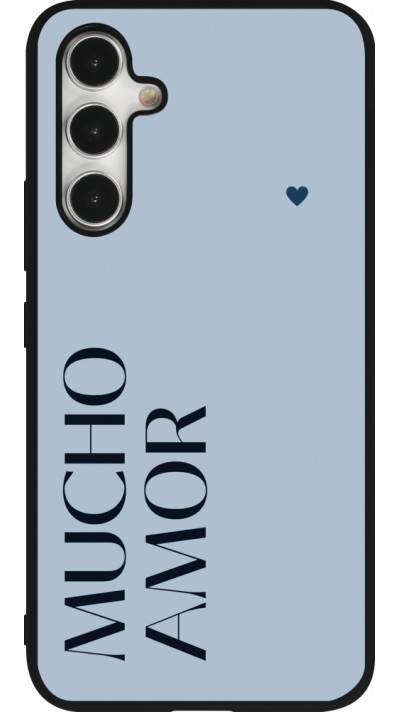 Samsung Galaxy A54 Case Hülle - Silikon schwarz Valentine 2024 mucho amor azul