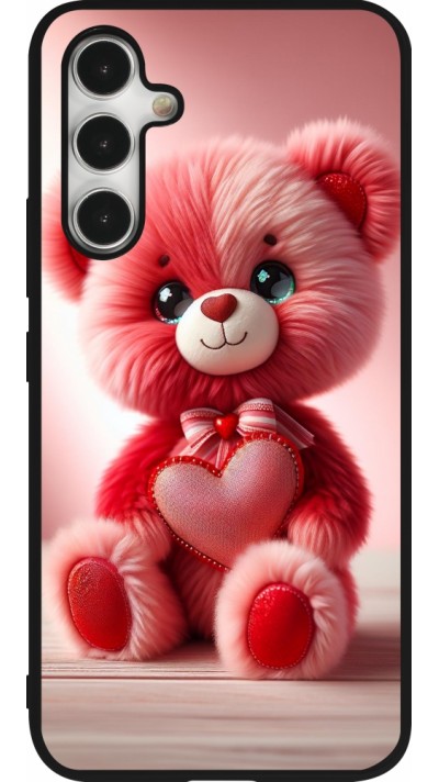 Samsung Galaxy A54 Case Hülle - Silikon schwarz Valentin 2024 Rosaroter Teddybär