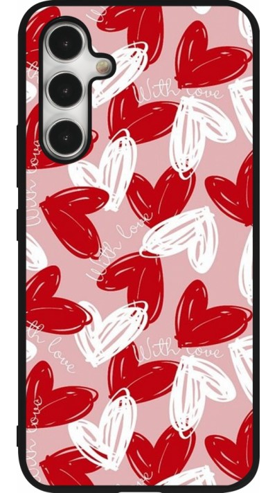 Samsung Galaxy A54 Case Hülle - Silikon schwarz Valentine 2024 with love heart