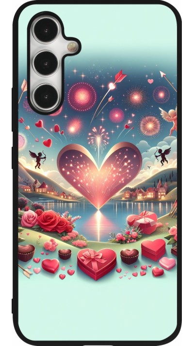 Coque Samsung Galaxy A54 5G - Silicone rigide noir Valentine 2025 Chic