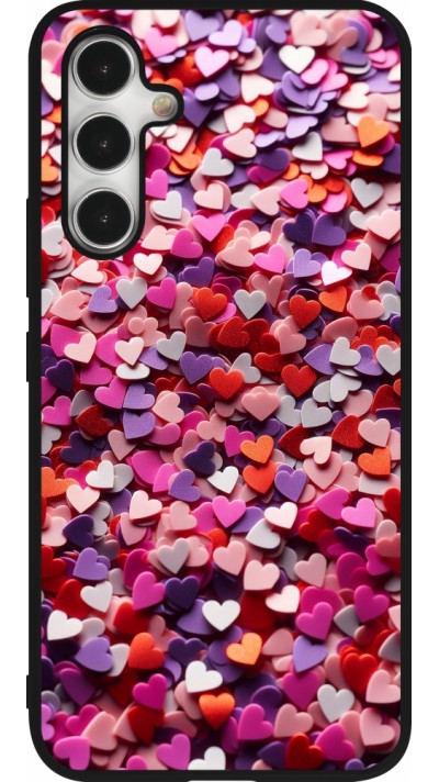Coque Samsung Galaxy A54 5G - Silicone rigide noir Valentine 2025 Confetti