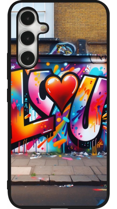 Coque Samsung Galaxy A54 5G - Silicone rigide noir Valentine 2025 Love U Tag