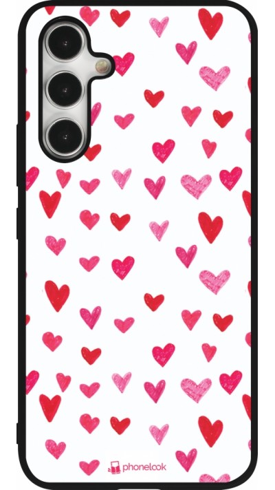 Samsung Galaxy A54 Case Hülle - Silikon schwarz Valentine 2022 Many pink hearts