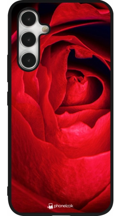 Samsung Galaxy A54 Case Hülle - Silikon schwarz Valentine 2022 Rose