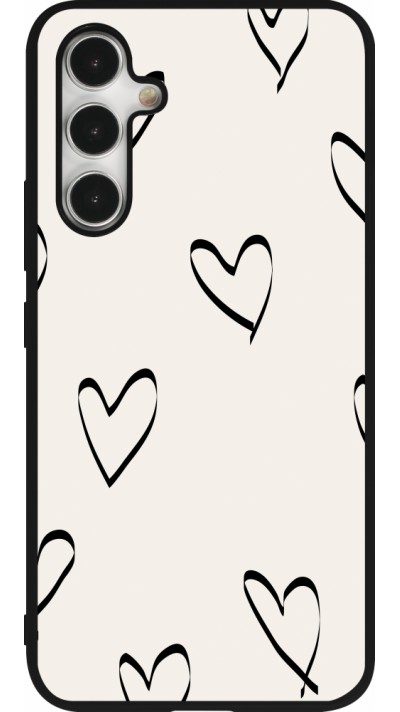 Samsung Galaxy A54 Case Hülle - Silikon schwarz Valentine 2023 minimalist hearts