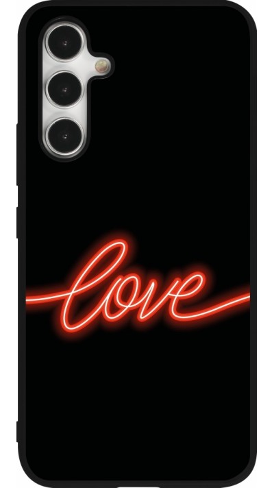 Samsung Galaxy A54 Case Hülle - Silikon schwarz Valentine 2023 neon love
