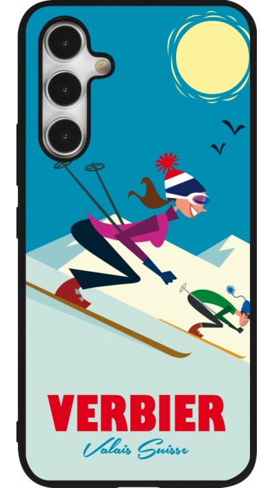 Samsung Galaxy A54 Case Hülle - Silikon schwarz Verbier Ski Downhill