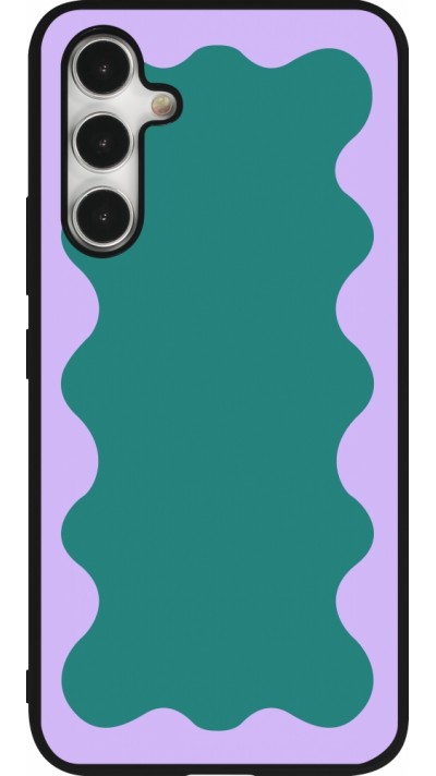 Samsung Galaxy A54 Case Hülle - Silikon schwarz Wavy Rectangle Green Purple