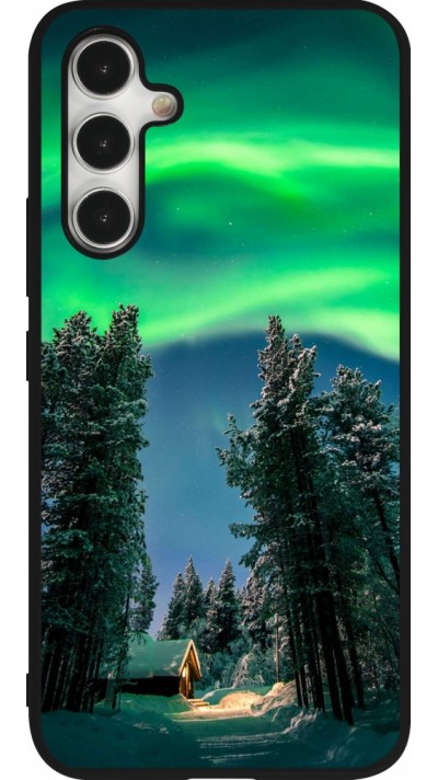 Samsung Galaxy A54 Case Hülle - Silikon schwarz Winter 22 Northern Lights