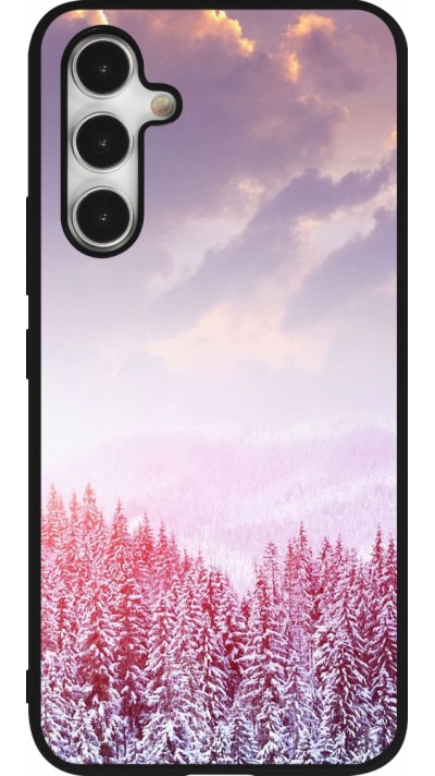 Samsung Galaxy A54 Case Hülle - Silikon schwarz Winter 22 Pink Forest