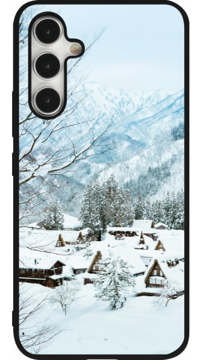 Samsung Galaxy A54 Case Hülle - Silikon schwarz Winter 25 Winter snowy landscape