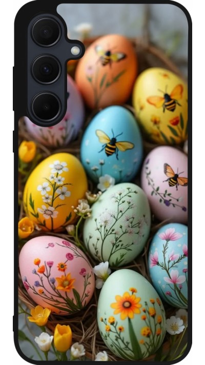 Samsung Galaxy A55 5G Case Hülle - Silikon schwarz Easter 2026 Eggs with bees